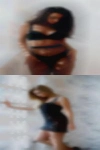 Older nude woman cleaning